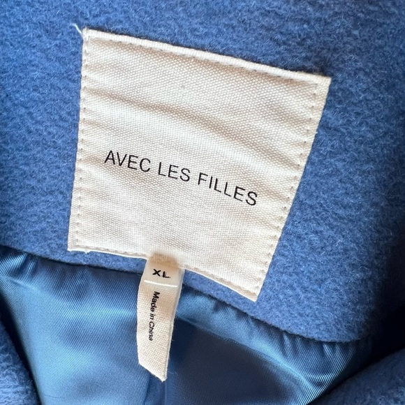 Avec Les Filles Double Breasted Wool Blend Coat in Silverlake Blue - Picture 9 of 14